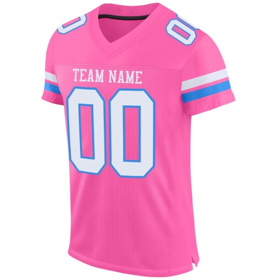 Custom Pink White-Powder Blue Mesh Authentic Football Jersey Custom Pink White-Powder Blue Mesh Authentic Football Jersey