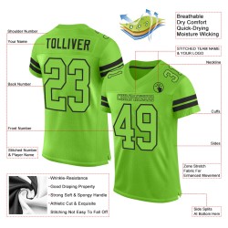 Custom Neon Green Neon Green-Black Mesh Authentic Football Jersey Custom Neon Green Neon Green-Black Mesh Authentic Football Jersey
