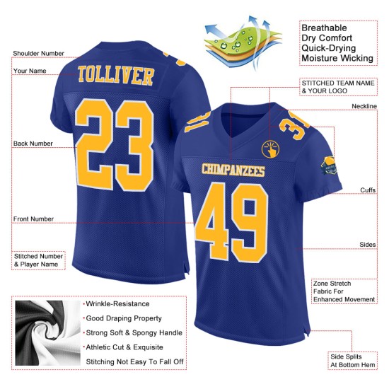 Custom Royal Gold-White Mesh Authentic Football Jersey Custom Royal Gold-White Mesh Authentic Football Jersey