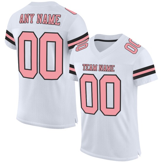 Custom White Medium Pink-Black Mesh Authentic Football Jersey Custom White Medium Pink-Black Mesh Authentic Football Jersey