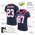 Custom Navy White-Pink Mesh Authentic Football Jersey Custom Navy White-Pink Mesh Authentic Football Jersey