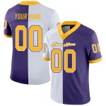 Custom Purple Gold-White Mesh Split Fashion Football Jersey Custom Purple Gold-White Mesh Split Fashion Football Jersey