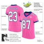 Custom Pink White-Royal Mesh Authentic Football Jersey Custom Pink White-Royal Mesh Authentic Football Jersey