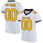 Custom White Gold-Black Mesh Authentic Football Jersey Custom White Gold-Black Mesh Authentic Football Jersey