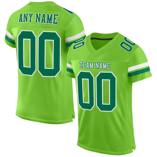 Custom Neon Green Kelly Green-White Mesh Authentic Football Jersey Custom Neon Green Kelly Green-White Mesh Authentic Football Jersey