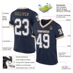 Custom Navy White-Old Gold Mesh Authentic Throwback Football Jersey Custom Navy White-Old Gold Mesh Authentic Throwback Football Jersey