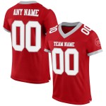 Custom Red White-Gray Mesh Authentic Football Jersey Custom Red White-Gray Mesh Authentic Football Jersey