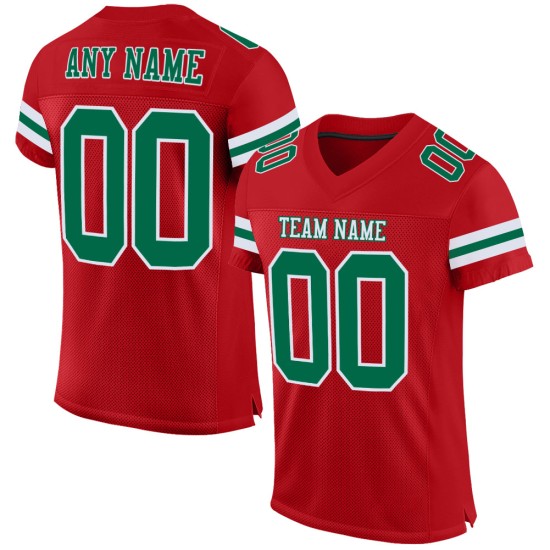 Custom Red Kelly Green-White Mesh Authentic Football Jersey Custom Red Kelly Green-White Mesh Authentic Football Jersey
