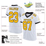 Custom White Gold-Black Mesh Authentic Football Jersey Custom White Gold-Black Mesh Authentic Football Jersey