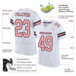Custom White Medium Pink-Black Mesh Authentic Football Jersey Custom White Medium Pink-Black Mesh Authentic Football Jersey