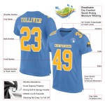 Custom Light Blue Gold-White Mesh Authentic Football Jersey Custom Light Blue Gold-White Mesh Authentic Football Jersey