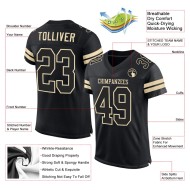 Custom Black Black-Cream Mesh Authentic Football Jersey Custom Black Black-Cream Mesh Authentic Football Jersey