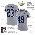 Custom Light Gray Navy-White Mesh Authentic Football Jersey Custom Light Gray Navy-White Mesh Authentic Football Jersey