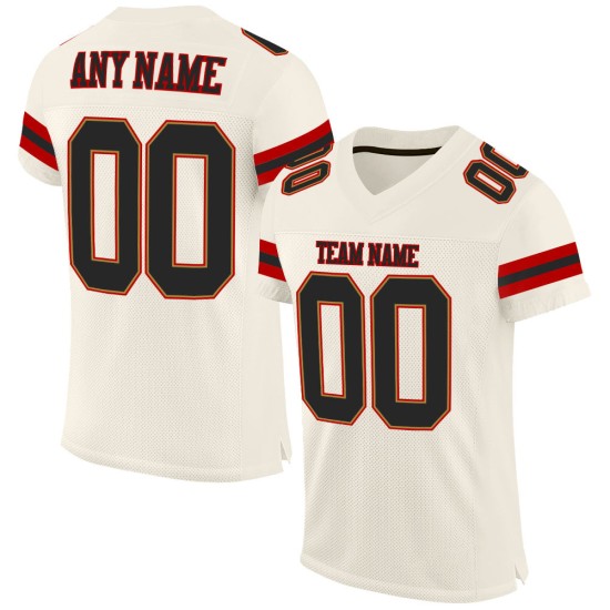 Custom Cream Black-Red Mesh Authentic Football Jersey Custom Cream Black-Red Mesh Authentic Football Jersey