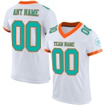 Custom White Aqua-Orange Mesh Authentic Football Jersey Custom White Aqua-Orange Mesh Authentic Football Jersey