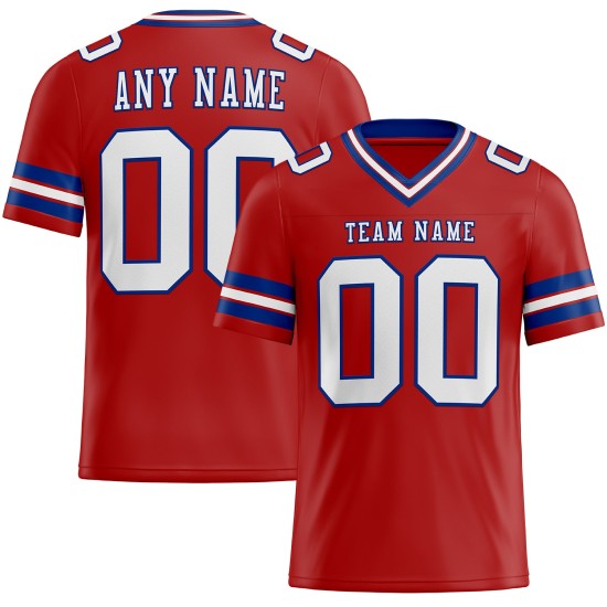 Custom Red White-Royal Mesh Authentic Football Jersey Custom Red White-Royal Mesh Authentic Football Jersey